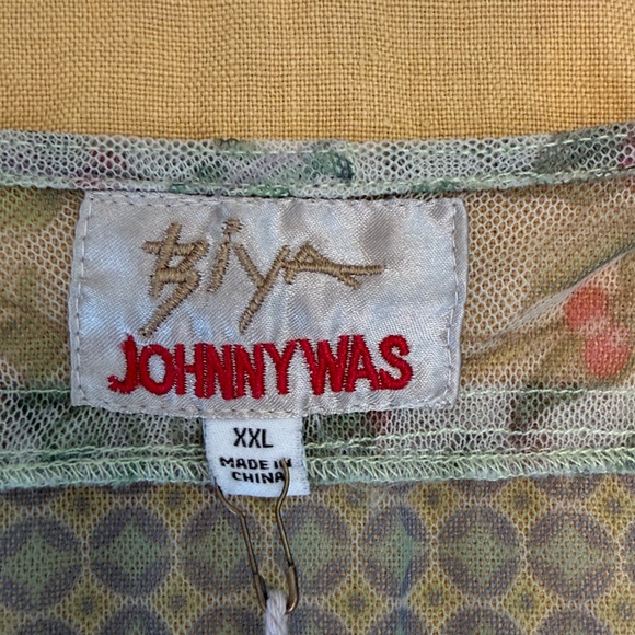 Johnny Was Biya XXL embroidered mesh top blouse with Cream Tank NWT green blue - Picture 3 of 13
